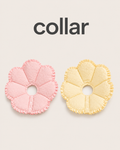 Pink and yellow padded flower recovery collars for cats and small dogs