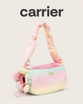 Pastel gradient pet carrier bag with flower side opening and padded shoulder straps