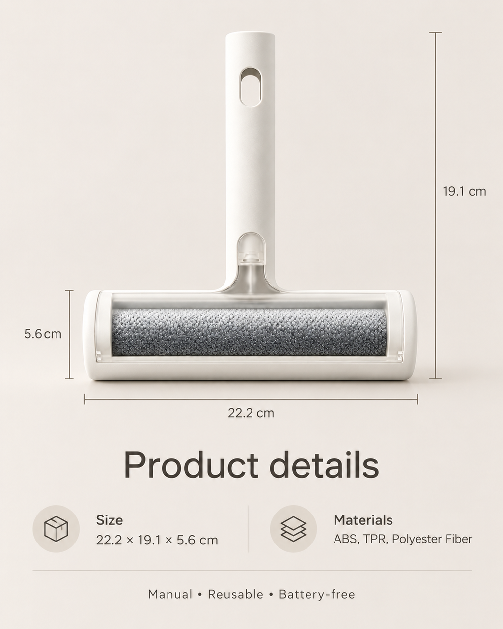 Reusable pet hair remover roller size and product details