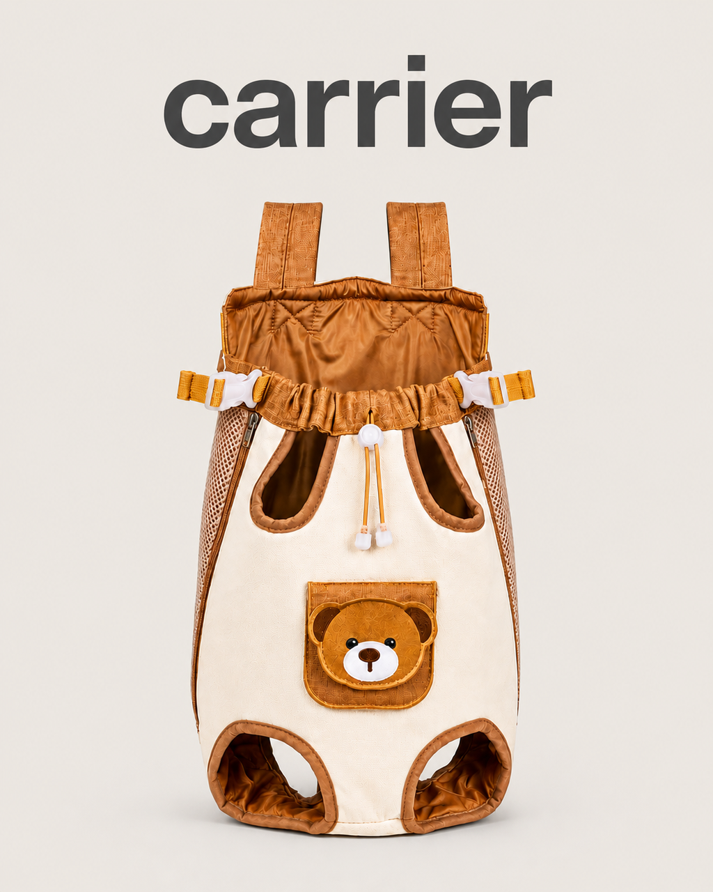 Teddy bear pet carrier backpack for cats and small dogs