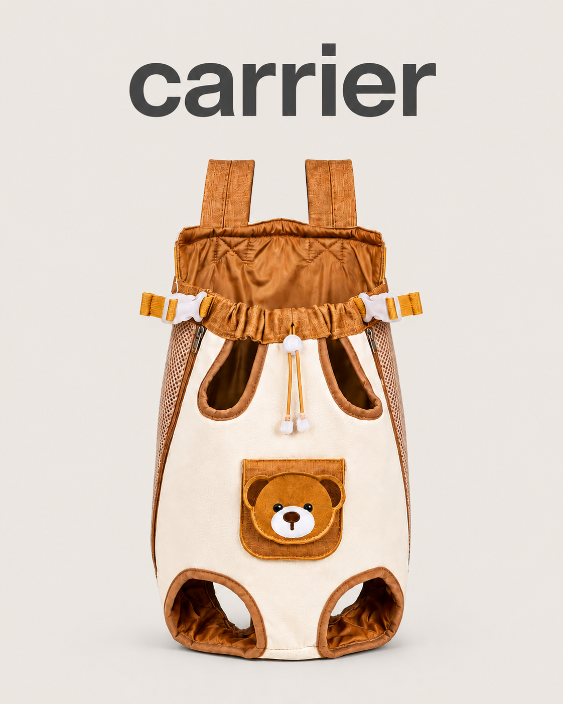 Teddy bear pet carrier backpack for cats and small dogs