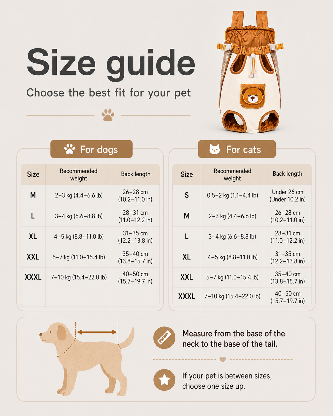 Teddy bear pet carrier backpack with breathable mesh, side zipper and adjustable opening
