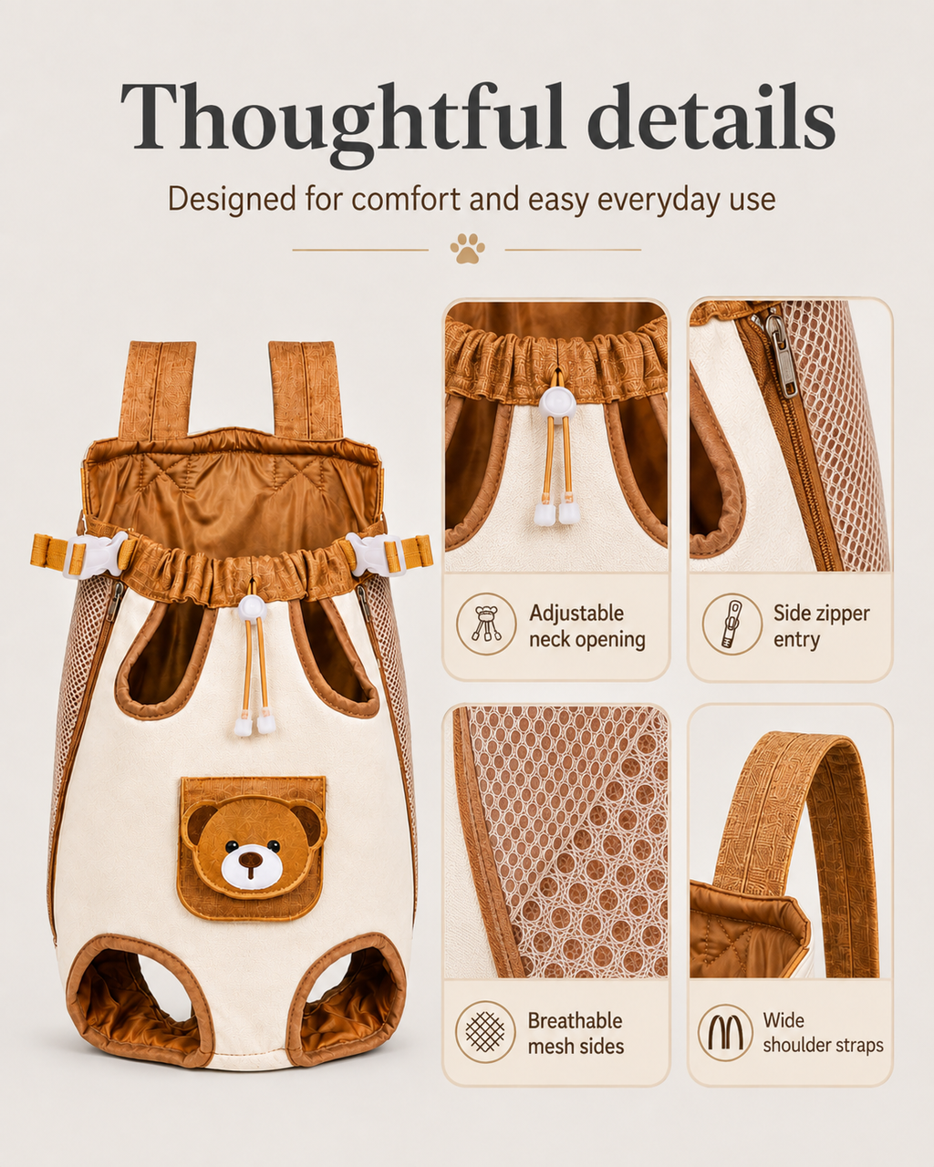 Teddy bear pet carrier size guide for cats and small dogs
