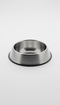 Brushed metal pet bowl with weighted base