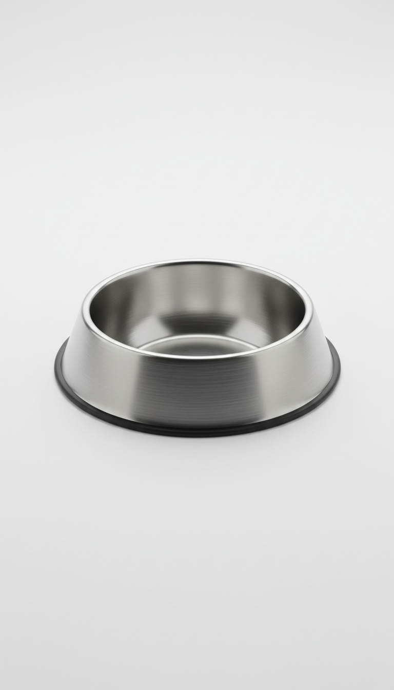 Brushed metal pet bowl with weighted base