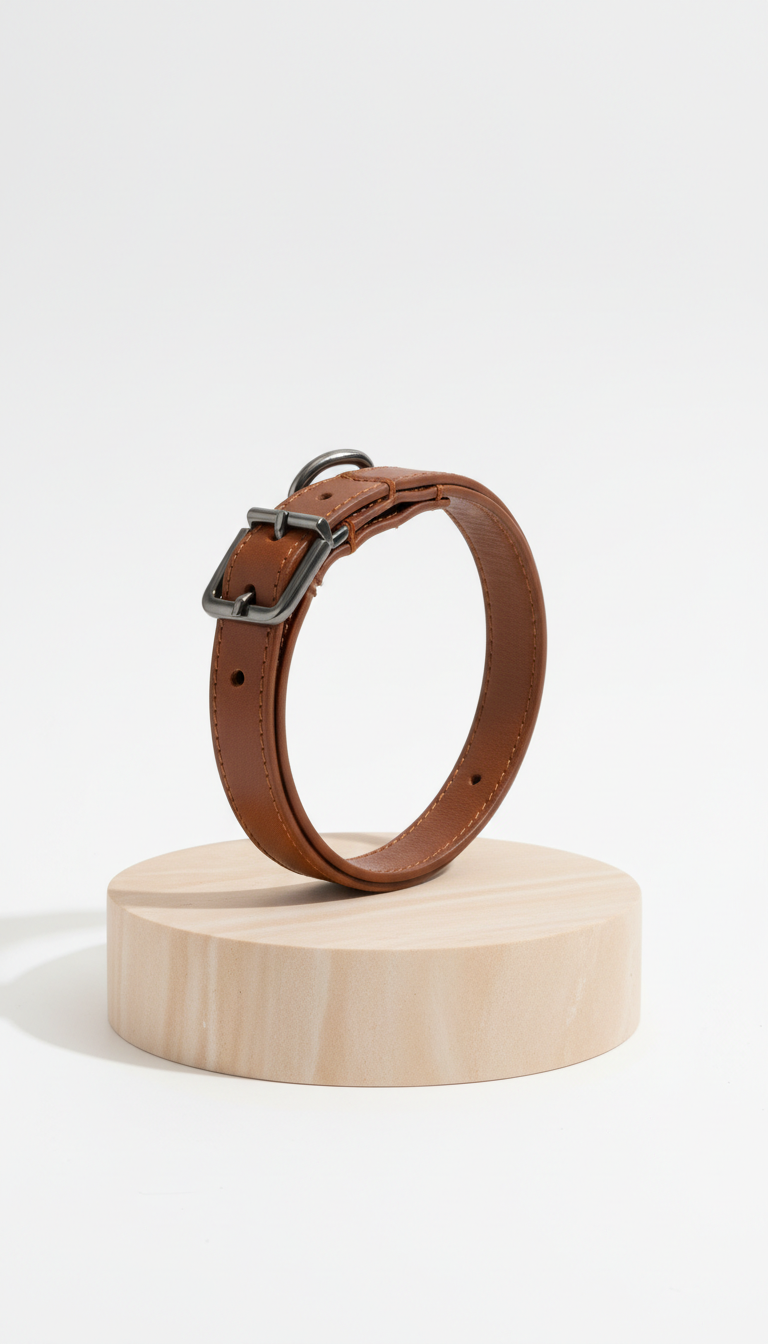 Vegan leather dog collar with matte hardware