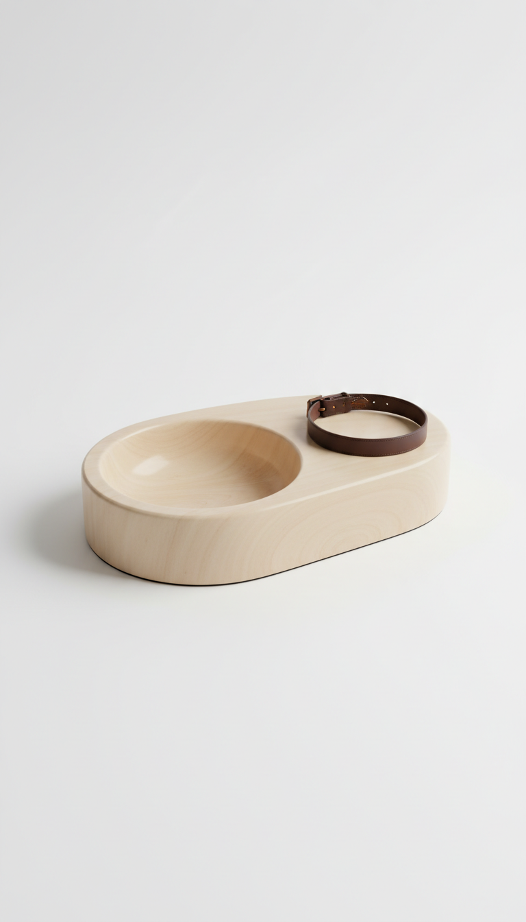 Sandstone pet bed with sculpted edges